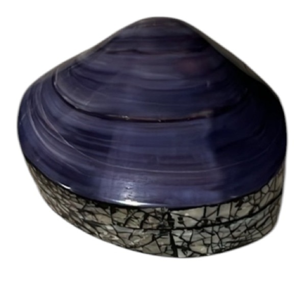 ๐ Beautiful Handmade Polished Purple Clam Shell Jewelry/Trinket Box - Picture 3 of 11